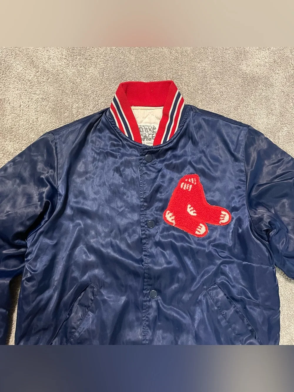 Vintage 80s Boston Red Sox Satin Jacket Youth 16 Adult XS S Twins Enterprises